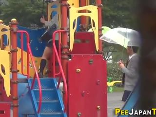 Asian teen public pissing